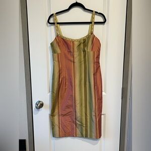 Vtg Y2K Nanette Lepore Striped Ribbon Dress Lined Romantic With Vtg BrandTag